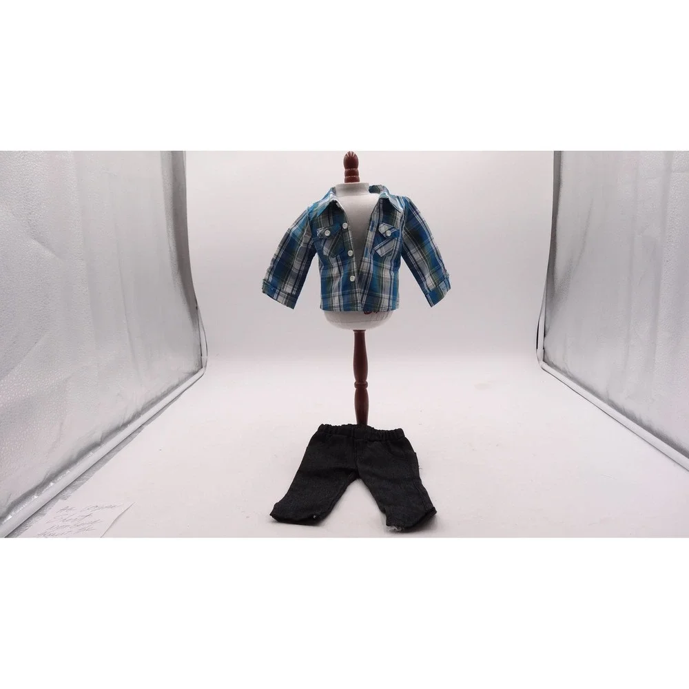 American Girl Doll Logan Outfit‎ Plaid Button Down Shirt and Denim Pants